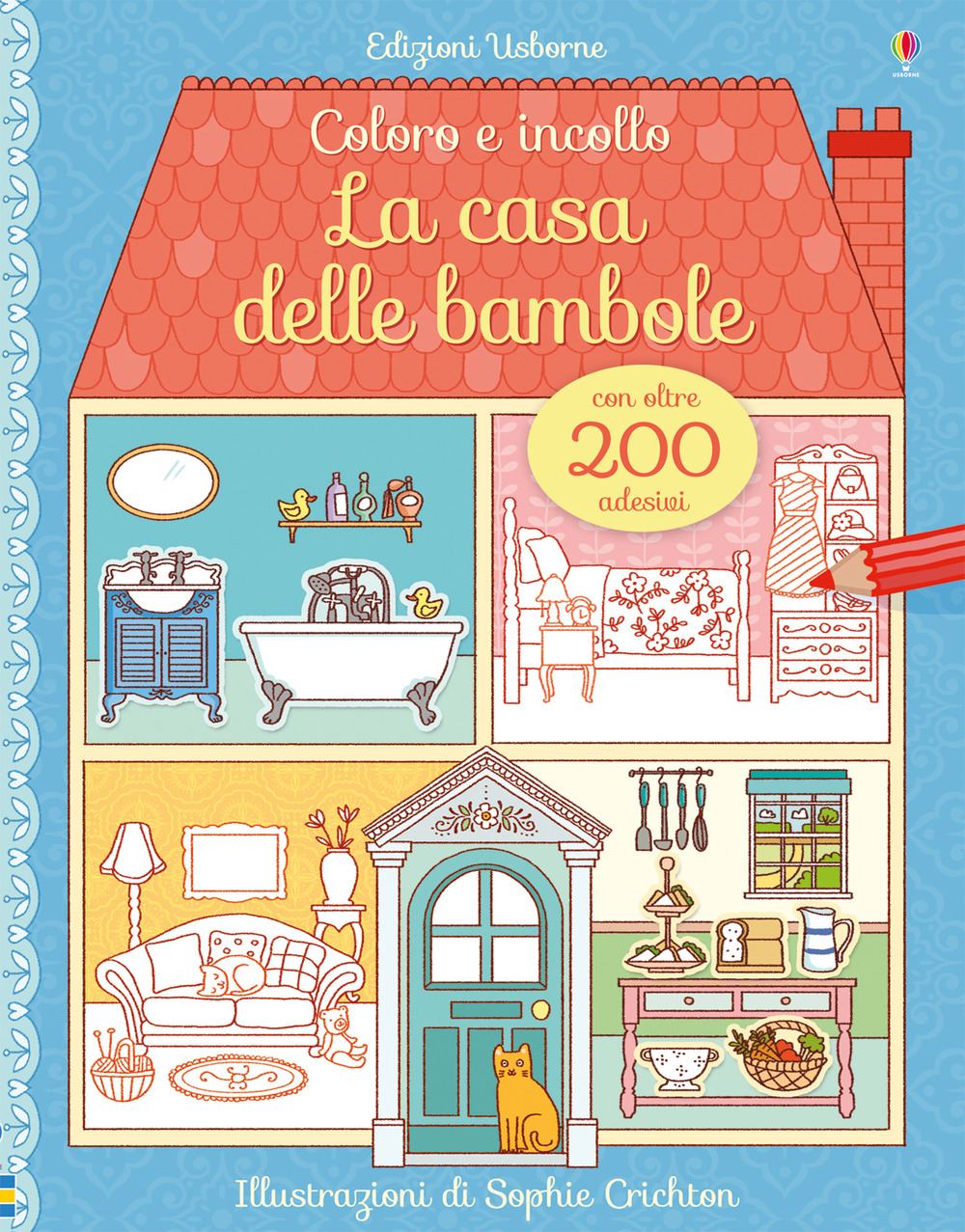 La casa delle bambole. Coloro e incollo. Con adesivi