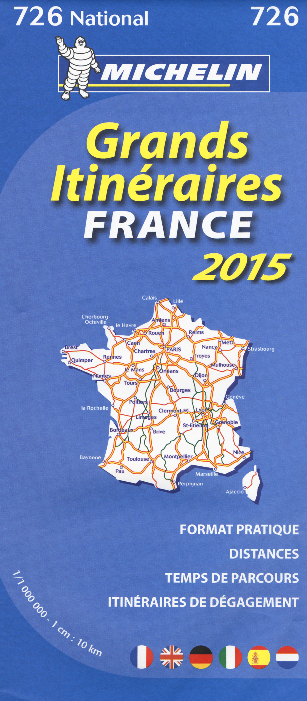 France. Grands itinéraires-France route planning. 2015 1:1.000.000