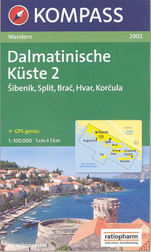 Carta escursionistica n. 2902. Croatia. Dalmatinische Küste 1:100.000. Adatto a GPS. Digital map. DVD-ROM. Vol. 2: Sibenik, Slit, Brac, Hvar, Korcula
