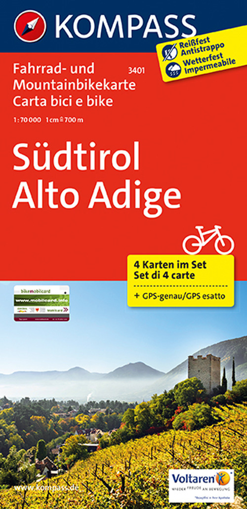 Carta cicloturistica n. 3401. Südtirol-Alto Adige 1:70.000 (set di 4 carte)