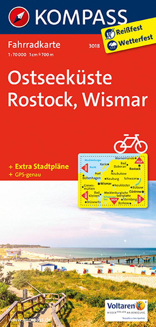 Carta cicloturistica n. 3018. Ostseeküste, Rostock, Wismar 1:70.000. Adatto a GPS. Digital map. DVD-ROM
