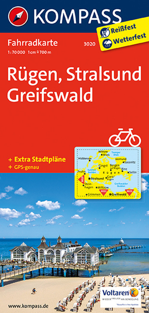 Carta cicloturistica n. 3020. Rügen, Stralsund, Greifeald 1:70.000. Adatto a GPS. Digital map. DVD-ROM