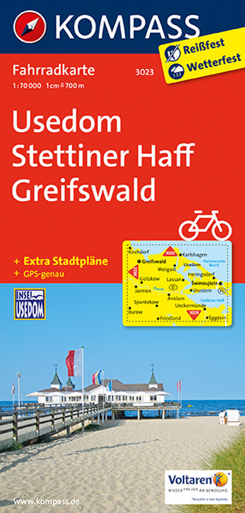 Carta cicloturistica n. 3023. Usedom, Stettiner Haff, Greifswald 1:70.000. Adatto a GPS. Digital map. DVD-ROM