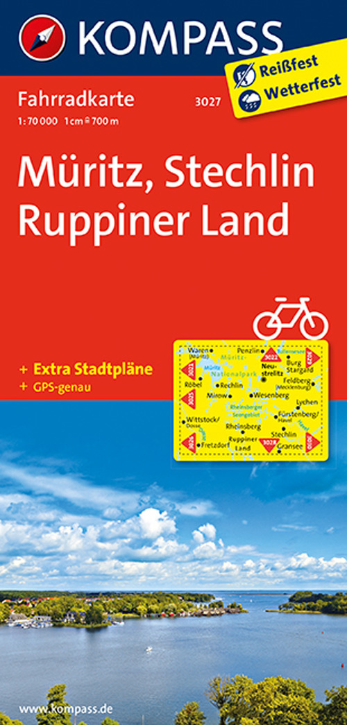 Carta cicloturistica n. 3027. Muritz, Stechlin, Ruppiner Land 1:70.000. Adatto a GPS. Digital map. DVD-ROM