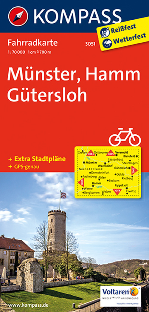 Carta cicloturistica n. 3051. Munster, Hamm, Guthersloh 1:70.000. Adatto a GPS. Digital map. DVD-ROM