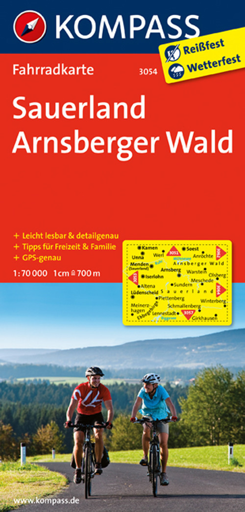 Carta cicloturistica n. 3054. Sauerlandm, Arnsberger Wald 1:70.000. Adatto a GPS. Digital map. DVD-ROM