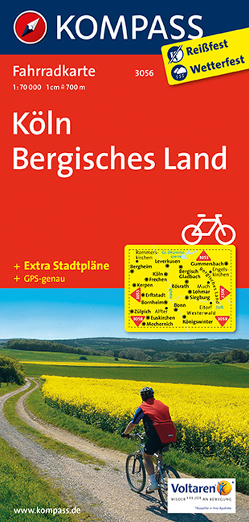 Carta cicloturistica n. 3056. Koln, Bergisches Land 1:70.000. Adatto a GPS. Digital map. DVD-ROM