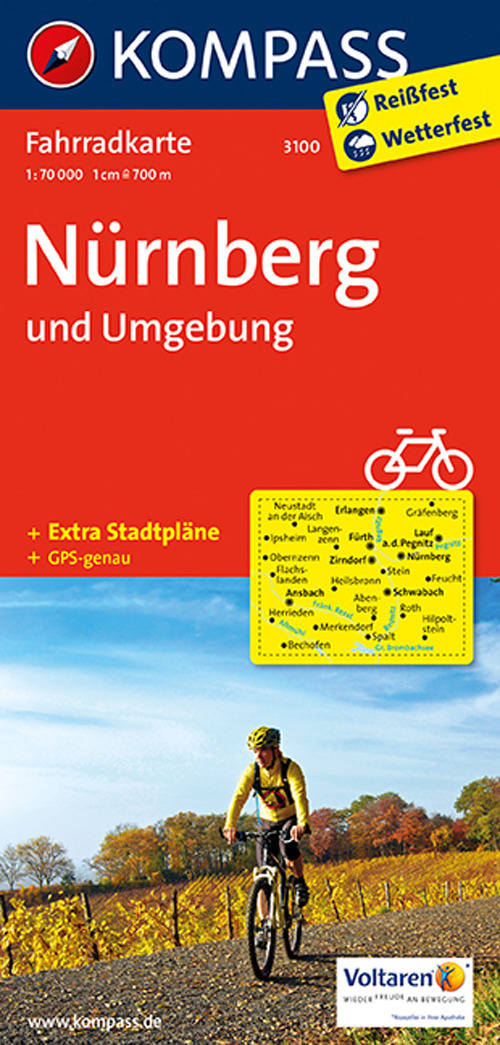Carta cicloturistica n. 3100. Nürnberg & Umgebung 1:70.000. Adatto a GPS. Digital map. DVD-ROM