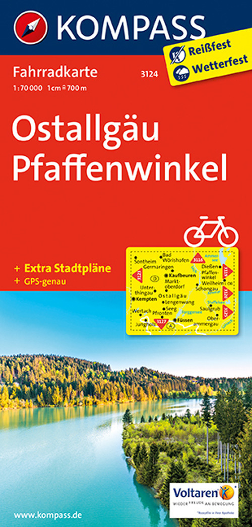 Carta cicloturistica n. 3124. Ostallgäu, Pfaffenwinkel 1:70.000. Adatto a GPS. Digital map. DVD-ROM