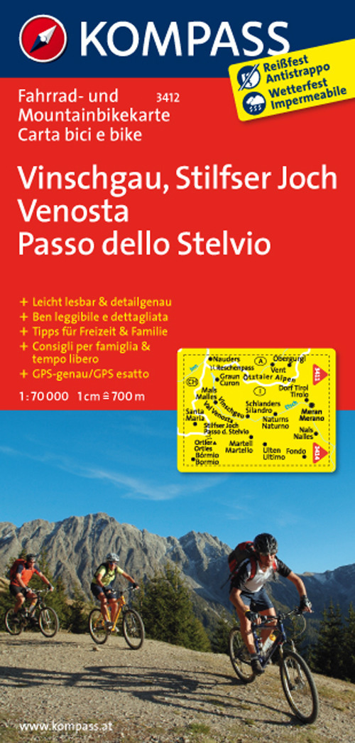 Carta cicloturistica n. 3412. Val Venosta 1:70.000