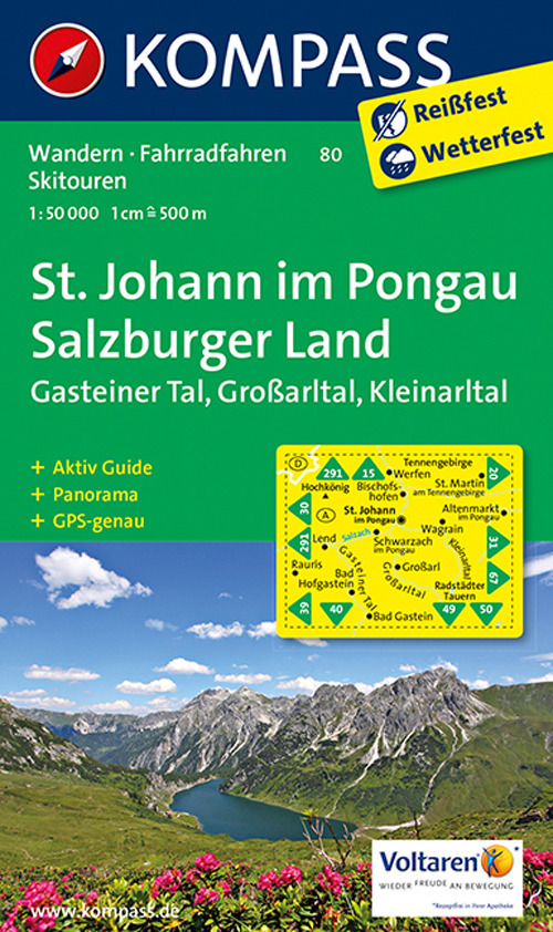 Carta escursionistica n. 80. St. Johann im Pongau, Salzburger Land, Gasteiner Tal, Großarltal, Kleinarltal 1:50.000