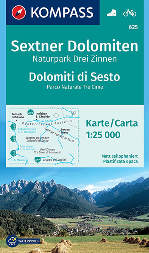 Carta escursionistica n. 625. Dolomiti di Sesto-Sextner Dolomiten 1.25:000