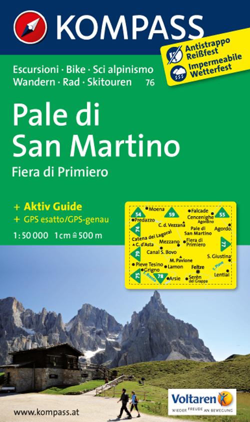 Carta escursionistica n. 76. Pale di San Martino. Adatto a GPS. Digital map. DVD-ROM