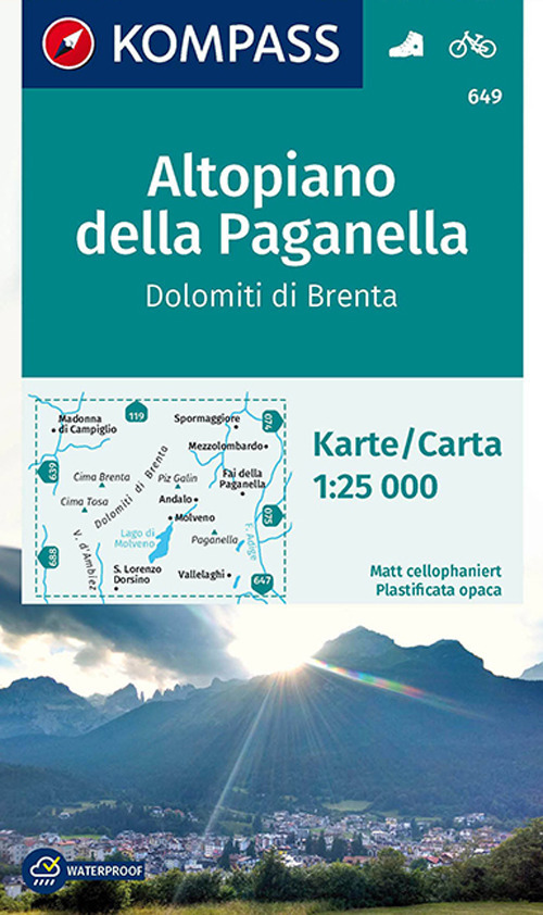 Carta escursionistica n. 649. Altopiano della Paganella, Dolomiti di Brenta 1:25.000