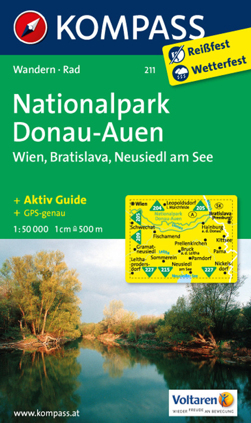 Carta escursionistica n. 211. Nationalpark Donau-Auen, Wien, Bratislava, Neusiedl am See 1:50.000
