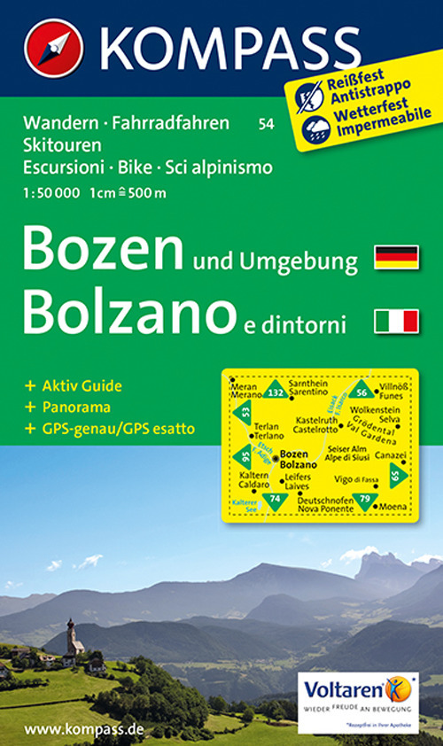 Carta escursionistica n. 54. Bolzano e dintorni-Bozen und Umgebung 1:50.000