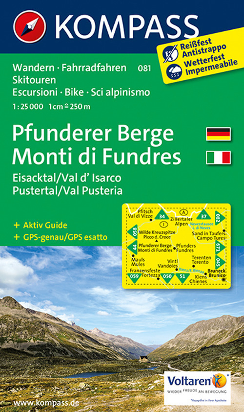 Carta escursionistica n. 081. Monti di Fundres - Pfunderer Berge 1:25.000
