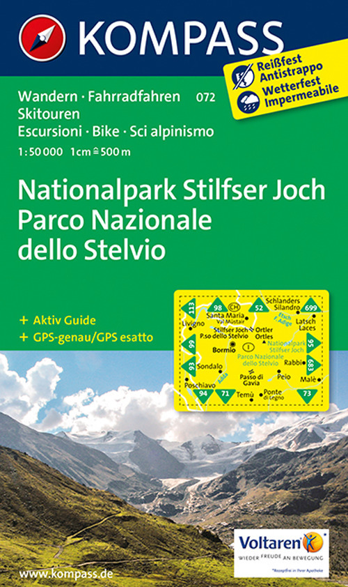 Carta escursionistica n. 072. Parco Nazionale dello Stelvio-Nationalpark Stilfser Joch 1:50.000