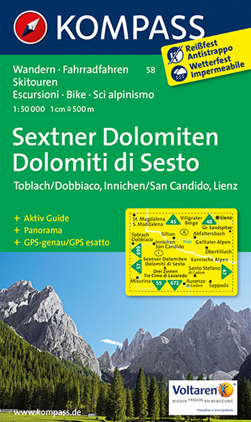Wanderkarte n. 58. Sextner Dolomiten