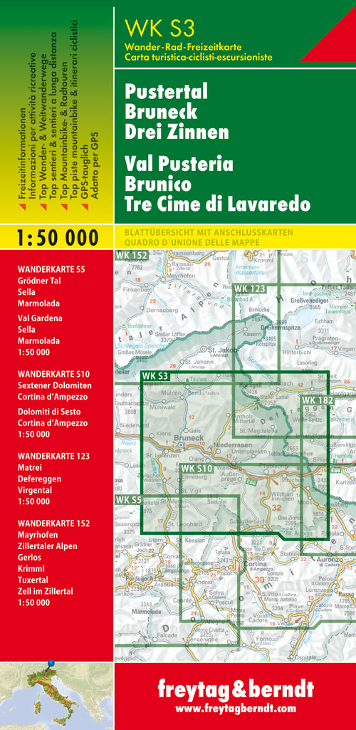 Val Pusteria, Brunico, Tre Cime di Lavaredo 1:50.000