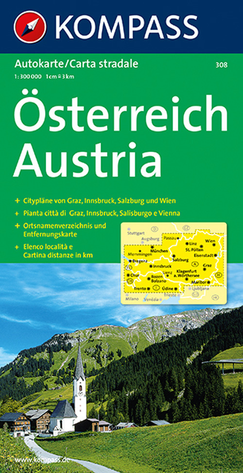 Carta stradale n. 308. Austria-Österreich 1:300.000