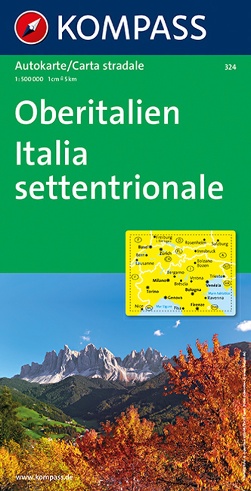 Carta stradale n. 324. Italia settentrionale-Oberitalien 1:500.000