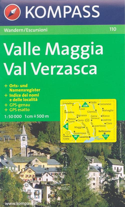 Carta escursionistica n. 110. Svizzera, Alpi occidentale. Valle Maggia, Val Verzasca 1:50.000. Adatto a GPS. Digital map. DVD-ROM