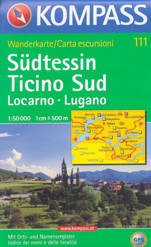 Carta escursionistica n. 111. Svizzera, Alpi occidentale. Locarno, Lugano, Ticino sud 1:50.000. Adatto a GPS. Digital map. DVD-ROM