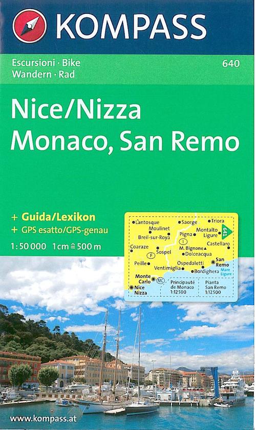 Carta escursionistica n. 640. Costa Azzurra, Liguria. Nizza, Monaco, San Remo 1:50.000