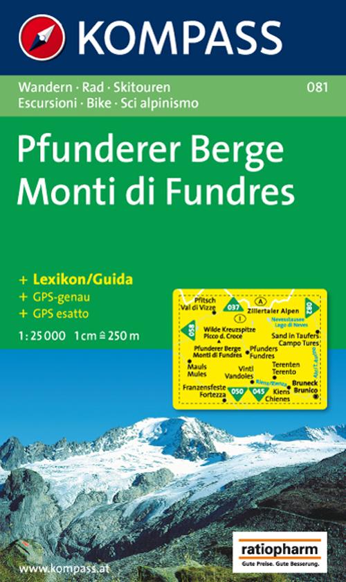 Carta escursionistica n. 081. Monti di Fundres 1:25.000. Adatto a GPS. Digital map. DVD-ROM