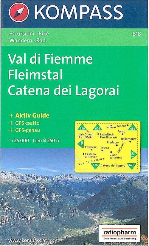 Carta escursionistica n. 618. Trentino, Veneto. Val di Fiemme, Catena di Lagorai 1:25000. Adatto a GPS. Digital map. DVD-ROM