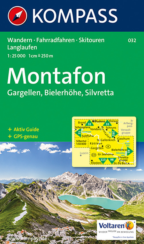 Carta escursionistica n. 032. Montafon, Gargellen, Bielerhöhe, Silvretta 1:25.000