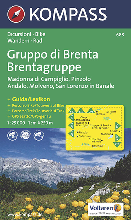 Carta escursionistica n. 688. Trentino, Veneto. Gruppo di Brenta, Madonna di Campiglio, Andalo, Molveno 1:25.000. Adatto a GPS. Digital map. DVD-ROM