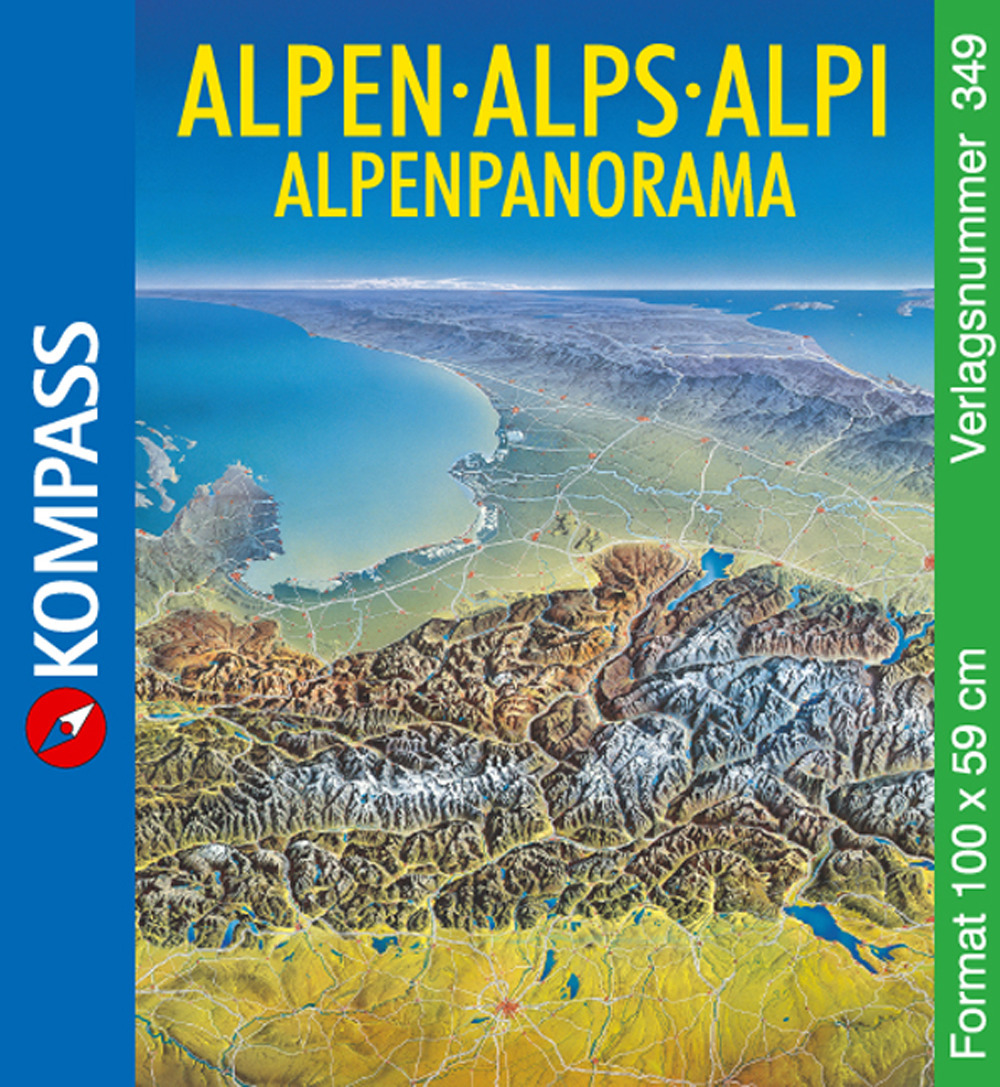 Carta panoramica n. 349. Panorama delle Alpi-Alpenpanorama 1:50.000