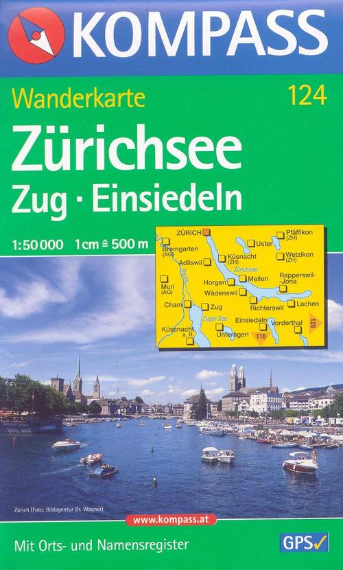 Carta escursionistica n. 124. Svizzera, Alpi occidentale. Zürichsee, Zug, Einsiedeln 1:50.000. Adatto a GPS. Digital map. DVD-ROM