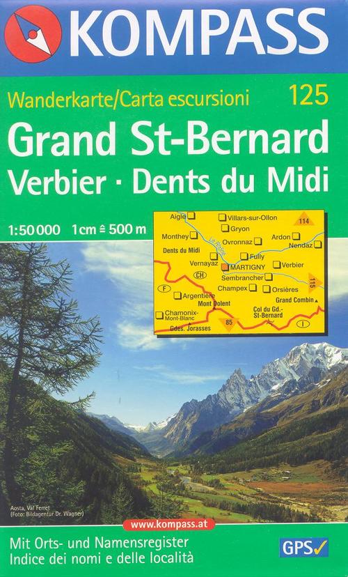 Carta escursionistica n. 125. Svizzera, Alpi occidentale. Grand St.-Bernard 1:50.000. Adatto a GPS. Digital map. DVD-ROM