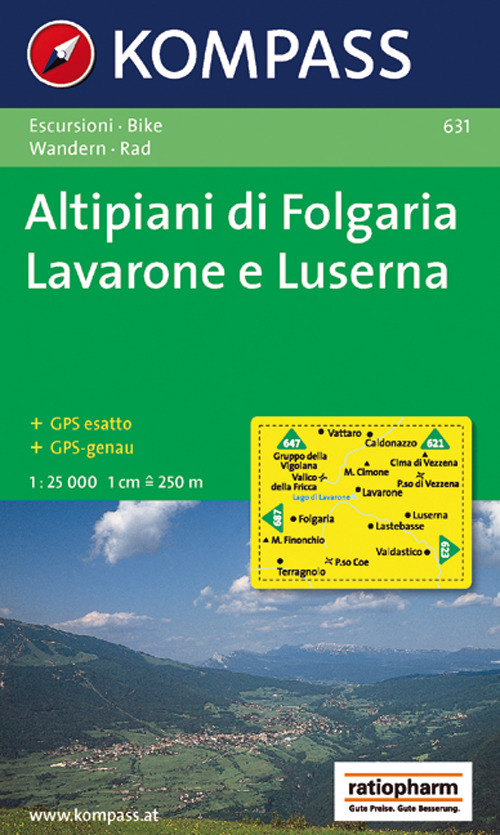 Carta escursionistica n. 631. Trentino, Veneto. Altipiani di Folgaria, Lavarone e Luserna 1:25.000. Adatto a GPS. Digital map. DVD-ROM