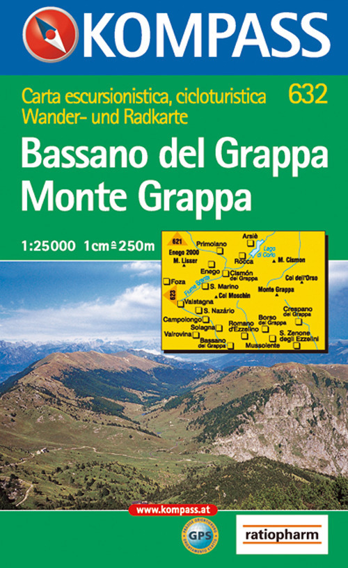 Carta escursionistica n. 632. Trentino, Veneto. Bassano del Grappa, monte Grappa 1:25.000. Adatto a GPS. Digital map. DVD-ROM