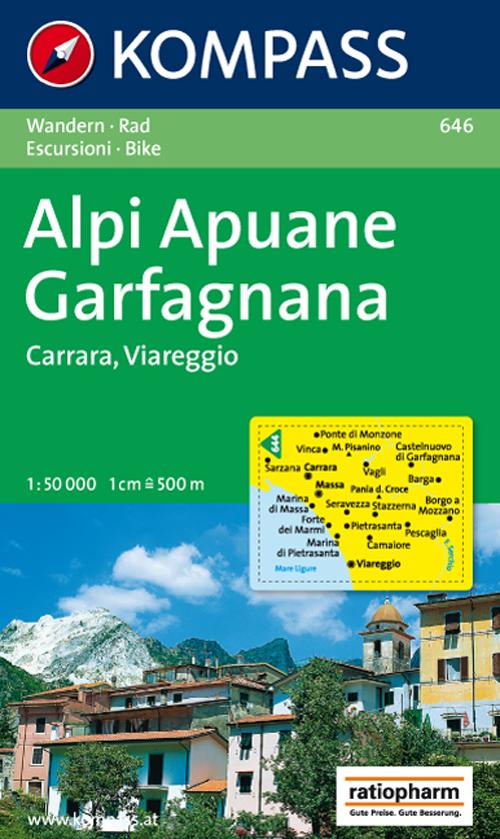 Carta escursionistica n. 646. Toscana, Umbria, Abruzzi. Alpi Apuane, Garfagnana, Carrara, Viareggio 1:50.000