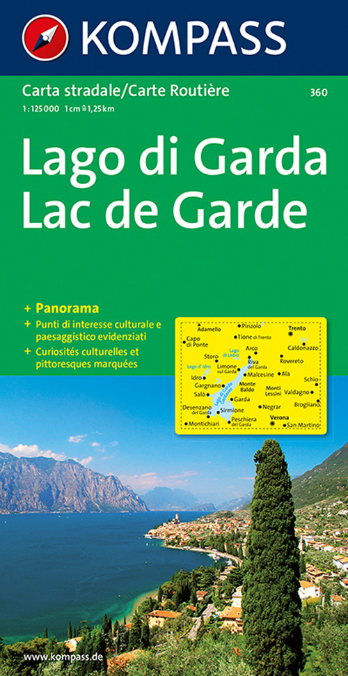 Carta stradale e panoramica n. 360. Lago di Garda-Lac de Garde 1:50.000