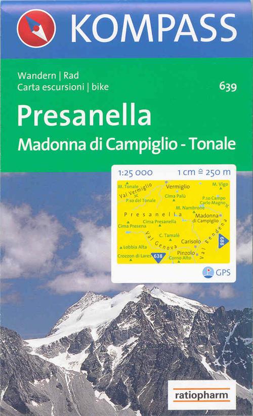 Carta escursionistica n. 639. Trentino, Veneto. Presanella, Madonna di Campiglio, Passo del Tonale 1:25.000. Adatto a GPS. Digital map. DVD-ROM