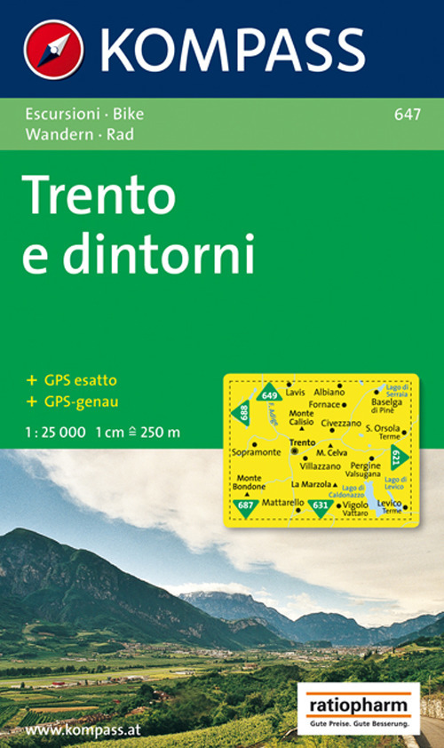 Carta escursionistica n. 647. Trentino, Veneto. Trento e dintorni 1:25.000. Adatto a GPS. Digital map. DVD-ROM