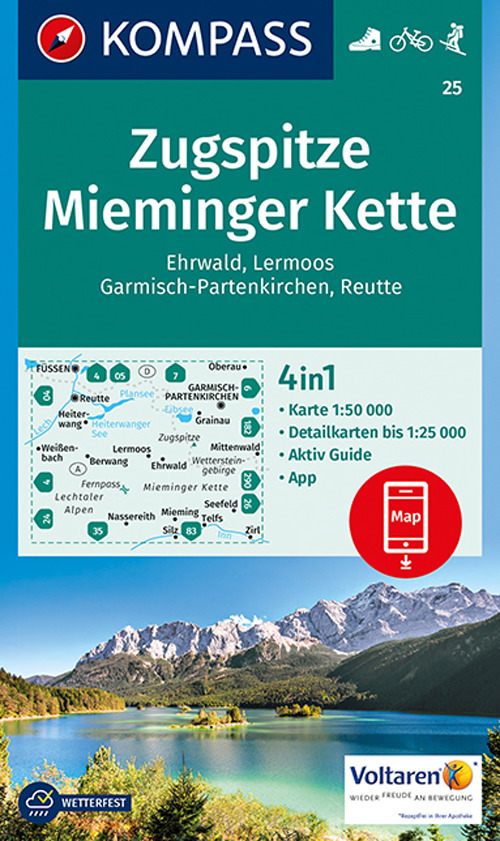 Carta escursionistica n. 25. Zugspitze, Mieminger Kette 1:50.000