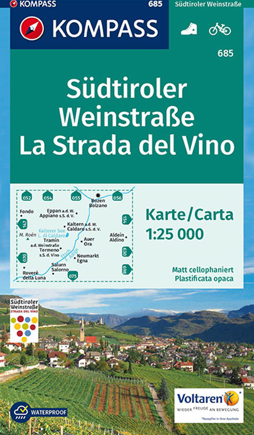 Carta escursionistica n. 685.La Strada del Vino-Südtiroler Weinstraße 1:25.000