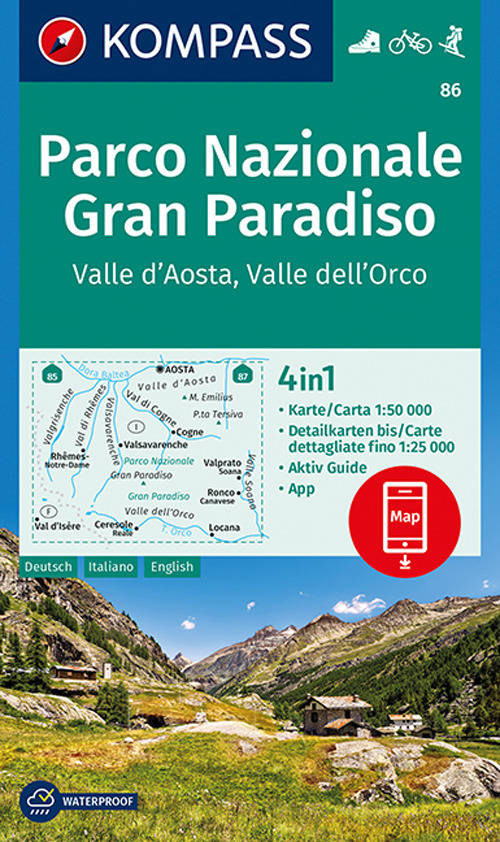 Carta escursionistica n. 86. Parco Nazionale Gran Paradiso. Valle d'Aosta, Valle dell'Orco 1:50.000