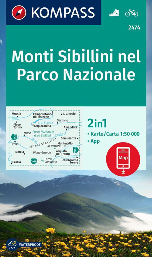 Carta escursionistica n. 2474 Monti Sibillini nel Parco Nazionale 1:50.000