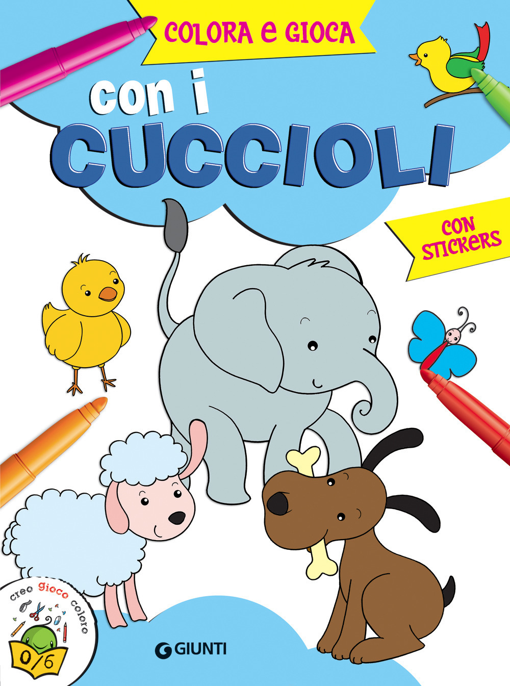 Colora e gioca con i cuccioli. Con adesivi