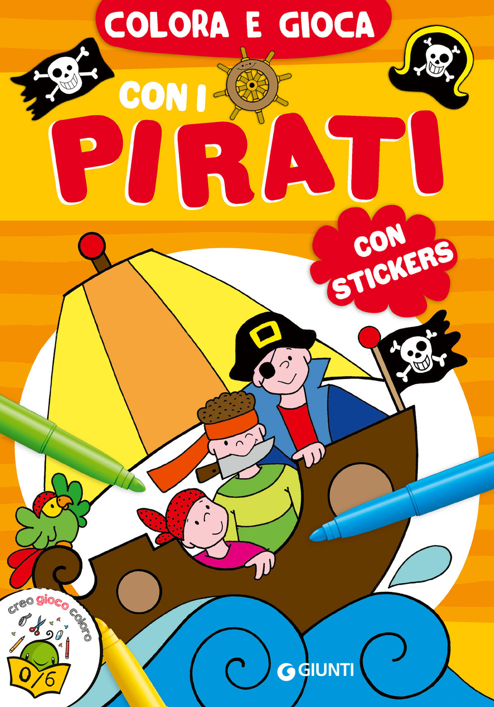 Colora e gioca con i pirati. Con adesivi