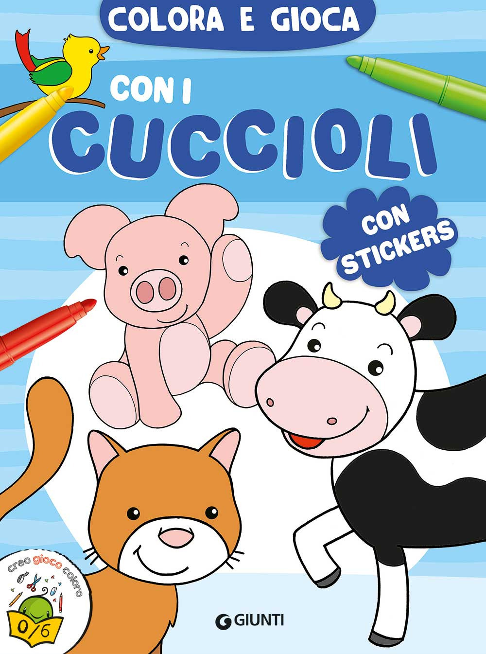 Colora e gioca con i cuccioli. Con adesivi