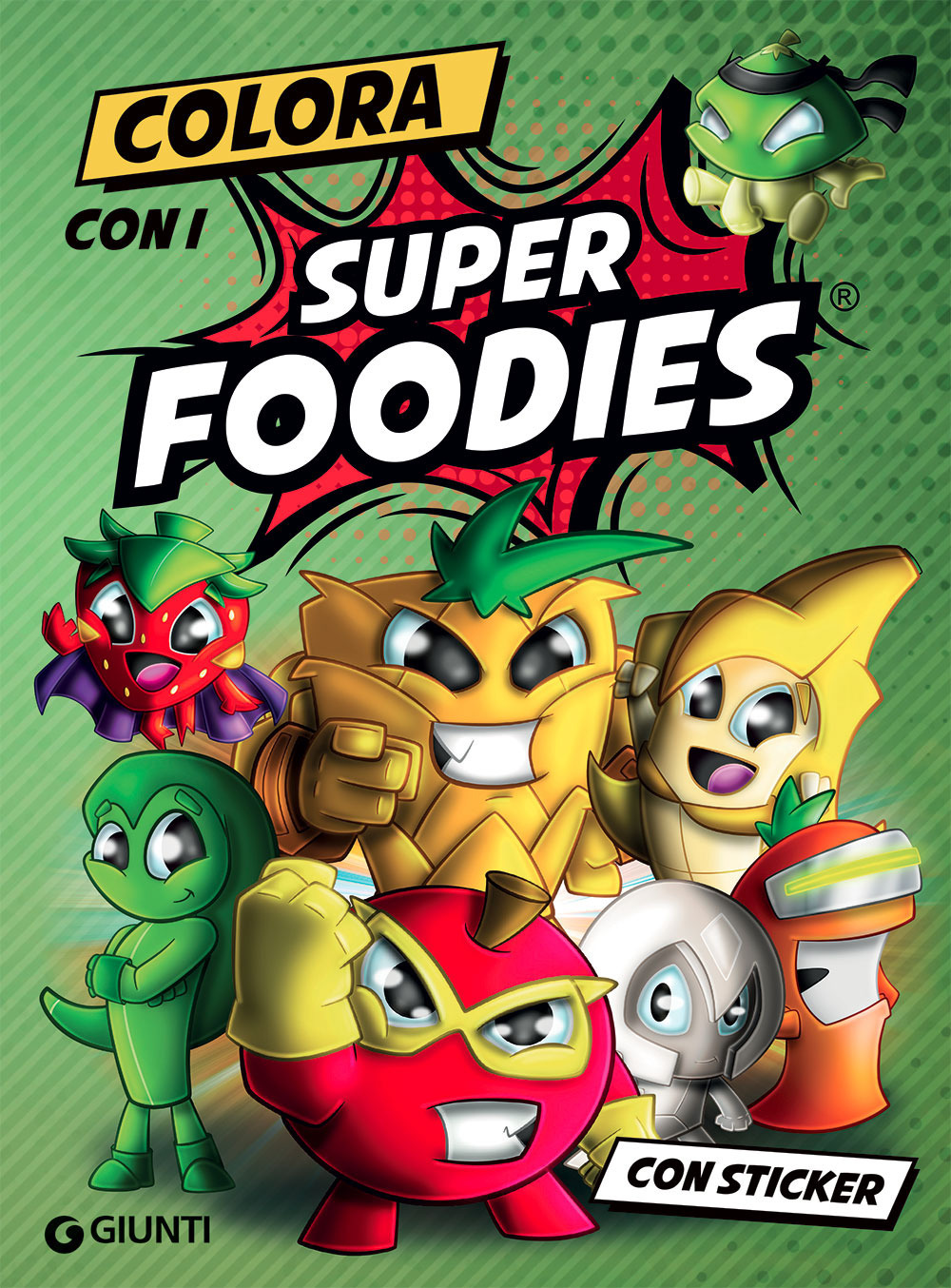 Colora con i Super Foodies. Con adesivi